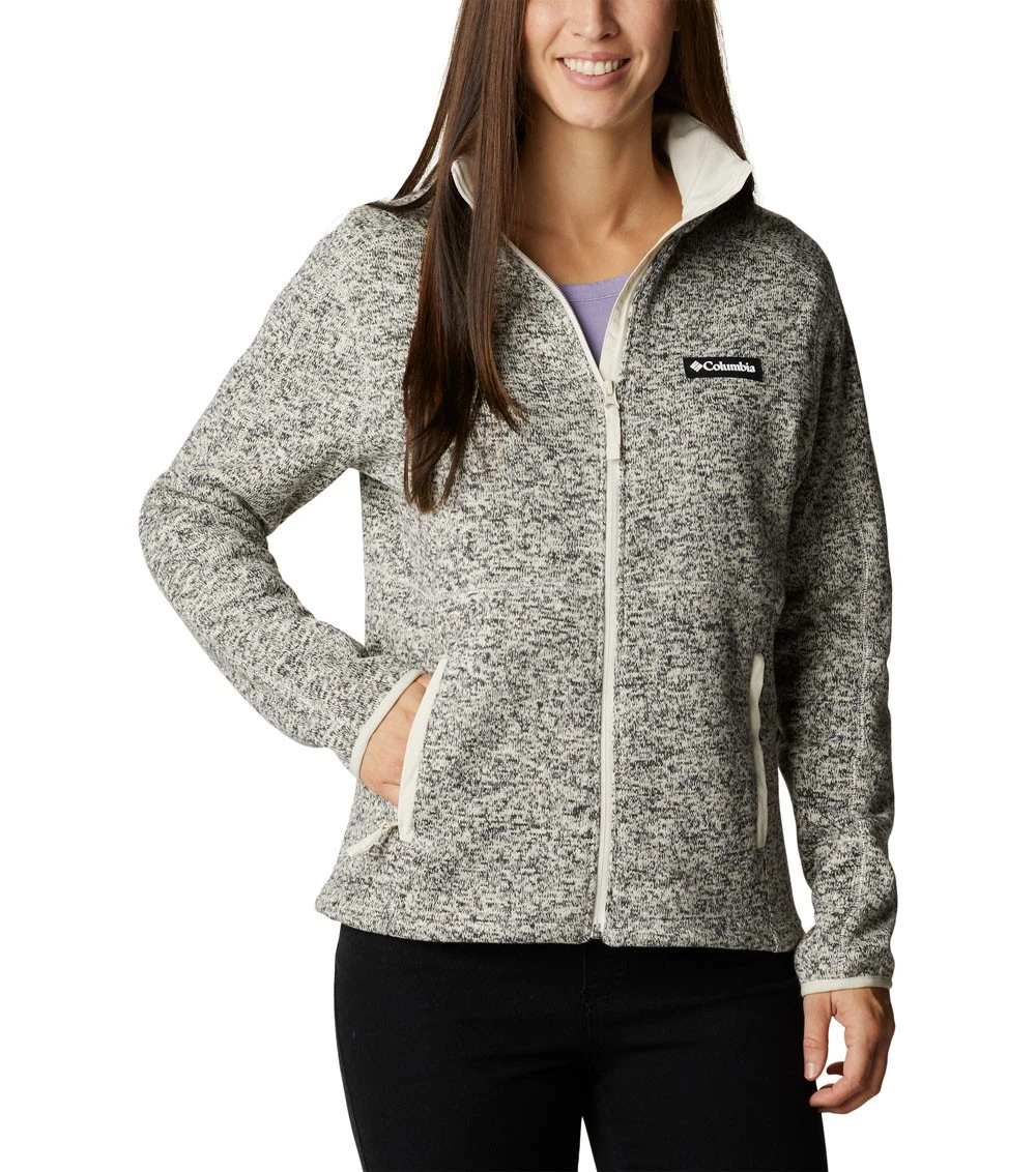 Columbia Sweater Weather Fleece Full Zip Jacket - Womens Chalk Heather 1 Columbia Sweater Weather Fleece Full Zip Jacket - Womens Chalk Heather