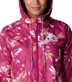 Columbia Flash Challenger Novelty Windbreaker Jacket - Womens Wild Fuchsia Daisy Party Print -Columbia Sale Store 1665401624 1989501 665 4