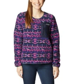 Columbia West Bend Fleece Crew - Womens Dark Sapphire 80s Stripe Print