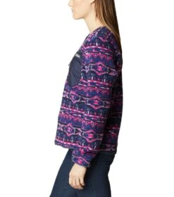 Columbia West Bend Fleece Crew - Womens Dark Sapphire 80s Stripe Print -Columbia Sale Store 1666177862 1958651 433 3