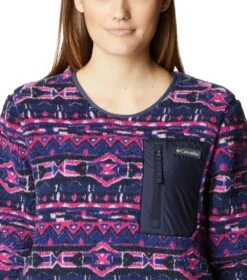 Columbia West Bend Fleece Crew - Womens Dark Sapphire 80s Stripe Print -Columbia Sale Store 1666177863 1958651 433 4