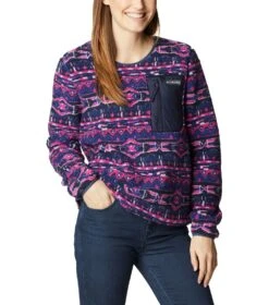 Columbia West Bend Fleece Crew - Womens Dark Sapphire 80s Stripe Print -Columbia Sale Store 1666177865 1958651 433 5