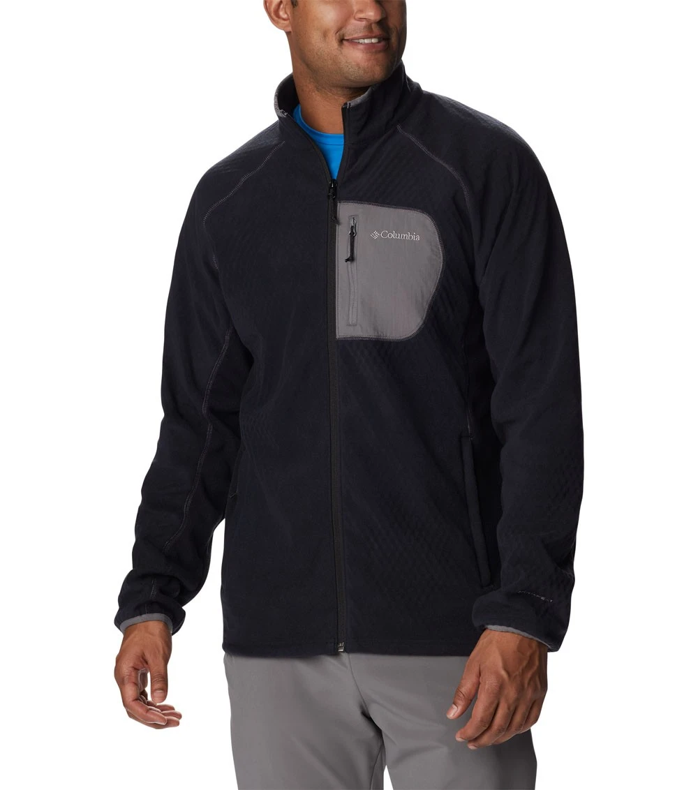 Columbia Outdoor Tracks Full Zip Fleece Jacket - Mens Black / City Grey 1 Columbia Outdoor Tracks Full Zip Fleece Jacket - Mens Black / City Grey