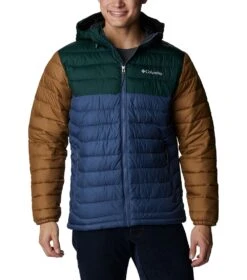 Columbia Powder Lite Hooded Insulated Jacket - Mens Dark Mountain / Spruce / Delta