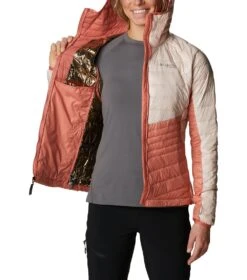 Columbia Platinum Peak Hooded Insulated Jacket - Womens Dark Coral / Peach Blossom -Columbia Sale Store 1681320564 2008341 639 5
