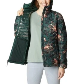 Columbia Powder Lite Hooded Insulated Jacket - Womens Spruce Aurelian Print -Columbia Sale Store 1685982663 1699071 370 5