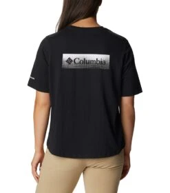Columbia North Cascades Relaxed S/S T-Shirt - Womens Black / Framed Halftone Logo Graphic -Columbia Sale Store 1685982738 1992081 017 2