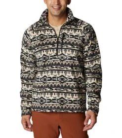 Columbia Fast Trek Printed Half Zip Pullover - Mens Ancient Fossil 80s Stripe Print