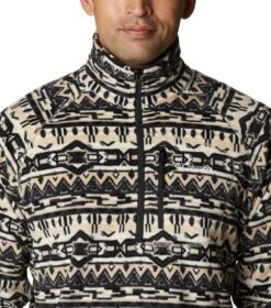 Columbia Fast Trek Printed Half Zip Pullover - Mens Ancient Fossil 80s Stripe Print -Columbia Sale Store 1685982752 2013681 271 4