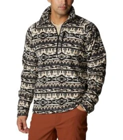Columbia Fast Trek Printed Half Zip Pullover - Mens Ancient Fossil 80s Stripe Print -Columbia Sale Store 1685982753 2013681 271 5