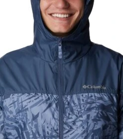Columbia Flash Challenger Novelty Windbreaker - Mens Bluestone Dye Palms Tonal Print / Dk Mtn -Columbia Sale Store 1692185218 1988711 449 4