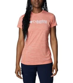 Columbia Titan Pass Graphic Tee - Womens Sunset Orange / Titanium Graphic