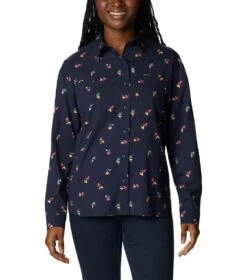 Columbia Silver Ridge Utility Patterned Long Sleeve Shirt - Womens Nocturnal / Baja Blitz