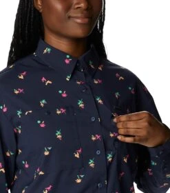 Columbia Silver Ridge Utility Patterned Long Sleeve Shirt - Womens Nocturnal / Baja Blitz -Columbia Sale Store 1692185250 2033351 466 7