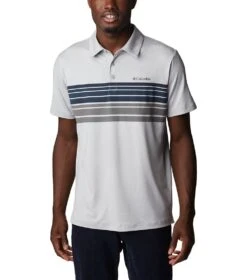 Columbia Tech Trail Novelty Polo - Mens Columbia Grey Heather Stripe