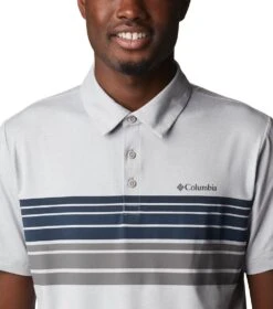 Columbia Tech Trail Novelty Polo - Mens Columbia Grey Heather Stripe -Columbia Sale Store 1692185290 2036881 039 4