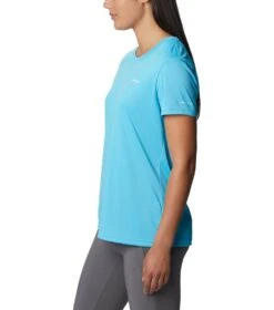 Columbia Hike Short Sleeve Crew Lightweight Shirt - Womens Atoll Heather -Columbia Sale Store 1692194395 1991551 404 3