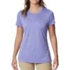 Columbia Hike Short Sleeve Crew Lightweight Shirt - Womens Purple Lotus Heather