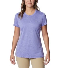 Columbia Hike Short Sleeve Crew Lightweight Shirt - Womens Purple Lotus Heather