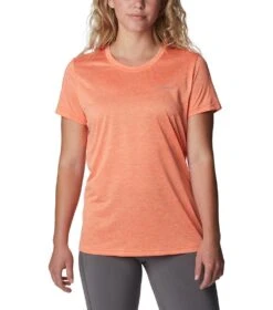 Columbia Hike Short Sleeve Crew Lightweight Shirt - Womens Sunset Orange / Heather