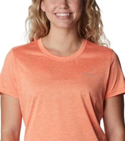 Columbia Hike Short Sleeve Crew Lightweight Shirt - Womens Sunset Orange / Heather -Columbia Sale Store 1692194406 1991551 853 4