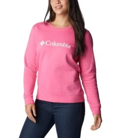 Columbia Columbia Trek Graphic Crew Sweatshirt - Womens Wild Geranium / White Logo -Columbia Sale Store 1693492115 1959861 656 5