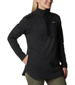 Columbia Sweater Weather Tunic Fleece - Womens Black Heather -Columbia Sale Store 1695144289 2012671 010 5